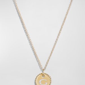 Cable Collectibles Initial G Pendant Necklace with Diamonds in 18K Gold, 10mm, 16-18"L- sku167761206