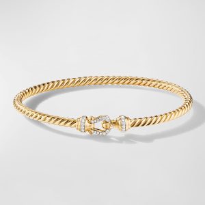 18K Gold Buckle Bracelet with Diamonds, Size M- sku194640001