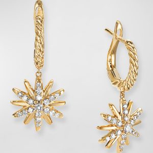 Starburst Drop Earrings in 18k Gold with Diamonds- sku198040002