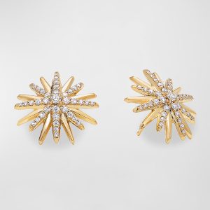 Starburst Stud Earrings in 18K Yellow Gold with Pave Diamonds- sku198040001
