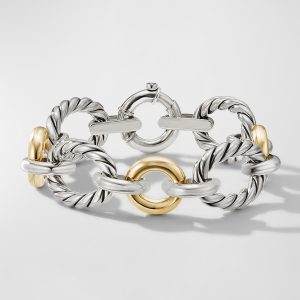 Cable and Smooth Chain Link Bracelet with 18K Yellow Gold- sku199000332