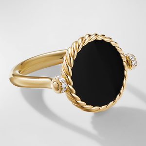 DY Elements Swivel Ring in 18k Gold with Black Onyx, Mother-of-Pearl & Pave Diamonds, Size 7- sku202100045