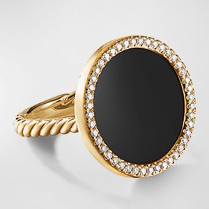 DY Elements Ring in 18k Gold with Black Onyx & Pave Diamonds, Size 7- sku202090056