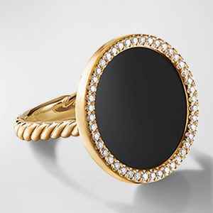 DY Elements Ring in 18k Gold with Black Onyx & Pave Diamonds, Size 8- sku202090057