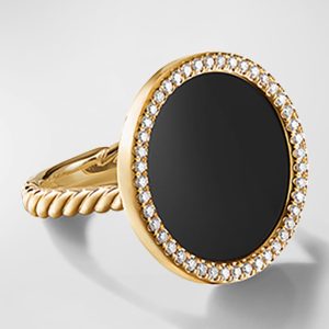 DY Elements Ring in 18k Gold with Black Onyx & Pave Diamonds, Size 9- sku202100047