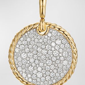 DY Elements Disc Pendant with Diamonds in 18K Gold, 24mm- sku202090045