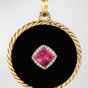 DY Elements Disc Pendant with Diamonds in 18K Gold, 32mm- sku202100030