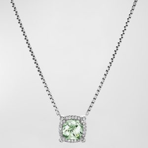 7mm Chatelaine Pendant Necklace with Gemstone and Diamonds in Silver- sku202580662