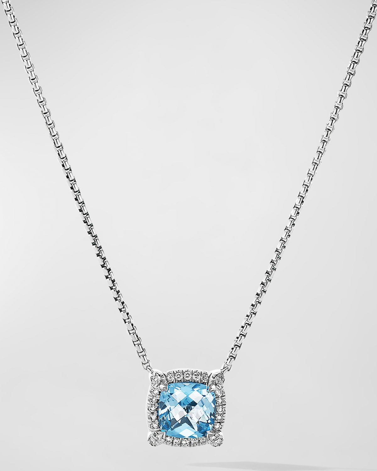 7mm Chatelaine Pendant Necklace with Gemstone and Diamonds in Silver- sku202580692