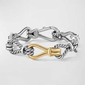 Thoroughbred Loop Chain Bracelet with 18K Gold in Silver, 14mm- sku205760050