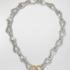 15mm Thoroughbred Loop Linked Chain Necklace in Silver and 18k Gold, 18"L- sku202580468