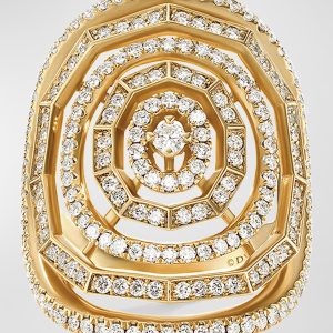 30mm Stax Full Pave Statement Ring with Diamonds and 18k Yellow Gold, Size 6- sku205920049