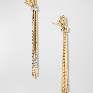 65mm Angelika Long Drop Earrings with Diamonds and Gold- sku207030058