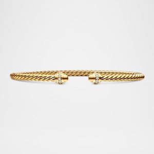3mm Cablespira Bracelet with Diamonds in 18k Gold- sku206940202