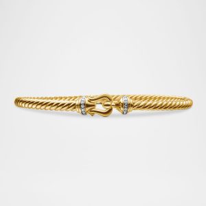 Cable Buckle Bracelet with Diamonds in 18K Gold, 3.5mm- sku206940207