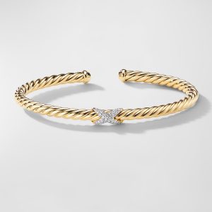Cablespira X-Station Bracelet with Diamonds in 18k Gold, 4mm- sku206940195