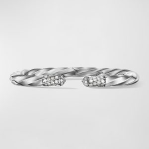 Cable Edge Bracelet with Diamonds in Silver, 5.5mm- sku217210073