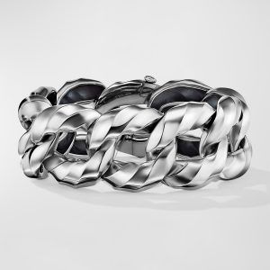 23mm Cable Edge Link Chain Bracelet in Recycled Sterling Silver- sku207030251