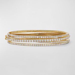 11mm 4-Row Pave Crossover Bracelet with Diamonds and Gold- sku207740016