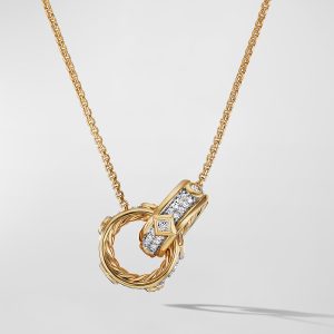 10mm Full Pave Mod Renaissance Pendant Necklace with Diamonds and Gold- sku207730006