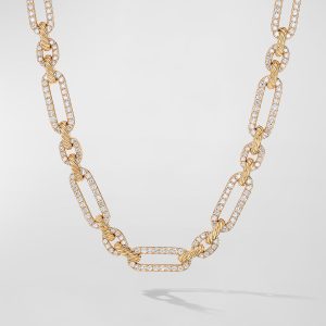 Lexington Chain Necklace with Diamonds and 18K Gold, 9.8mm, 20"L- sku210852828