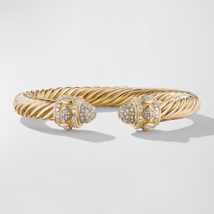 Renaissance Cable Bracelet with Diamonds in 18K Gold, 9mm, Size L- sku214152621