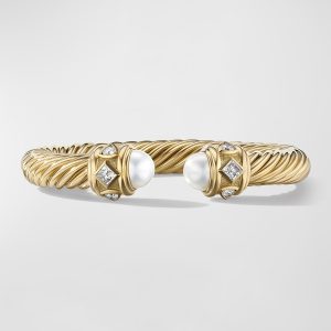 Renaissance Bracelet with Pearls and Diamonds in 18K Gold, 11mm, Size L- sku215610065