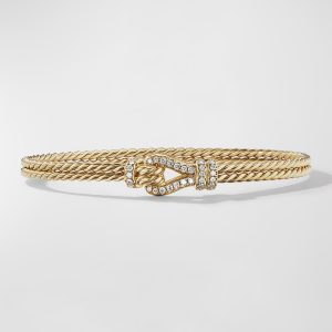 Thoroughbred Loop Bracelet with Diamonds in 18K Gold, 4.5mm, Size L- sku215161632