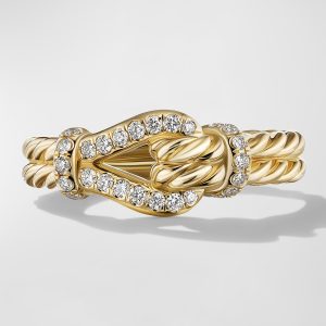 Thoroughbred Loop Ring with Diamonds in 18K Gold, 4mm, Size 6- sku214930011