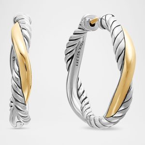 Petite Infinity Hoop Earrings in Silver and 14K Gold, 4mm, 0.68"L- sku215150699