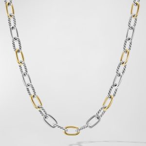 DY Madison Chain Necklace in Silver with 18K Gold, 8.5mm, 18"L- sku215142080