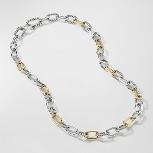 Madison Chain Necklace in Silver and 18K Gold, 8.5mm, 20"L- sku215142108