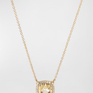 Chatelaine Pendant Necklace with Gemstone and Diamonds in 18K Gold, 7mm, 18"L- sku215670334