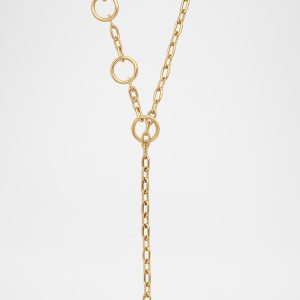 Madison Three-Ring Chain Necklace in 18K Gold, 3mm, 15-17"L- sku215660127