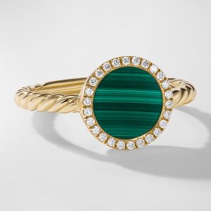 DY Elements Ring with Malachite and Diamonds in 18K Gold, 11mm, Size 8- sku218680033