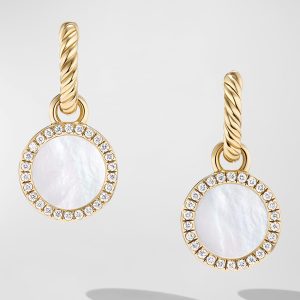 DY Elements Drop Earrings with Gemstone and Diamonds in 18K Gold, 11mm, 0.9"L- sku218580035