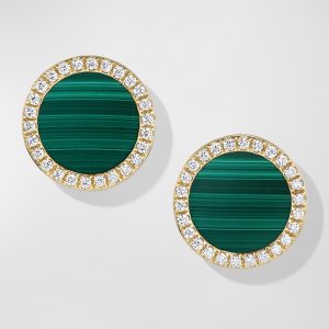 DY Elements Stud Earrings with Gemstone and Diamonds in 18K Gold, 11mm- sku218670387