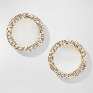 DY Elements Stud Earrings with Gemstone and Diamonds in 18K Gold, 11mm- sku218570523