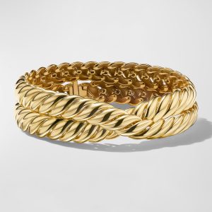Sculpted Cable 2-Wrap Bracelet in 18K Gold, 8.5mm, Size M- sku219340110