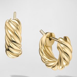 Sculpted Cable Earrings in 18K Gold, 5.4mm, 0.5"L- sku219340114