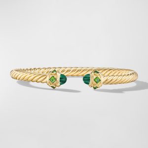 Renaissance Cable Bracelet with Gemstones in 18K Gold, 5mm, Size M- sku218850051