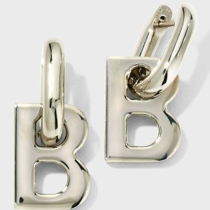 Extra-Small B Earrings, Silver- sku217540707
