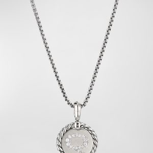 Cable Collectibles Initial Pendant with Diamonds in Silver, 28mm- sku218690814