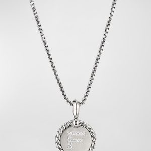 Cable Collectibles Initial Pendant with Diamonds in Silver, 28mm- sku218691074