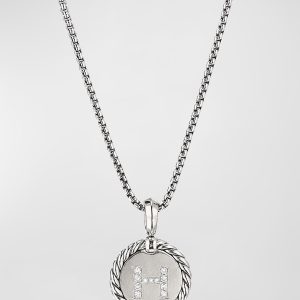 Cable Collectibles Initial Pendant with Diamonds in Silver, 28mm- sku218690579