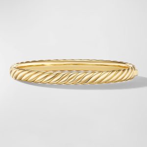 Sculpted Cable Bracelet in 18K Gold, 6mm, Size L- sku221400116