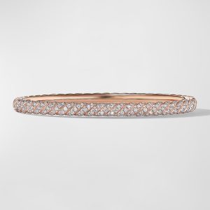 Sculpted Cable Bracelet with Diamonds in 18K Rose Gold, 4.5mm, Size M- sku222200131