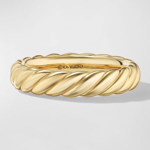 Sculpted Cable Band Ring in 18K Gold, 4.5mm, Size 5- sku221400129