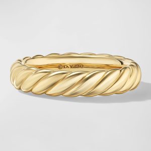 Sculpted Cable Band Ring in 18K Gold, 4.5mm, Size 8- sku221400131