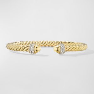 Cable Bracelet with Diamonds in 18K Gold, 5mm, Size M- sku222090043